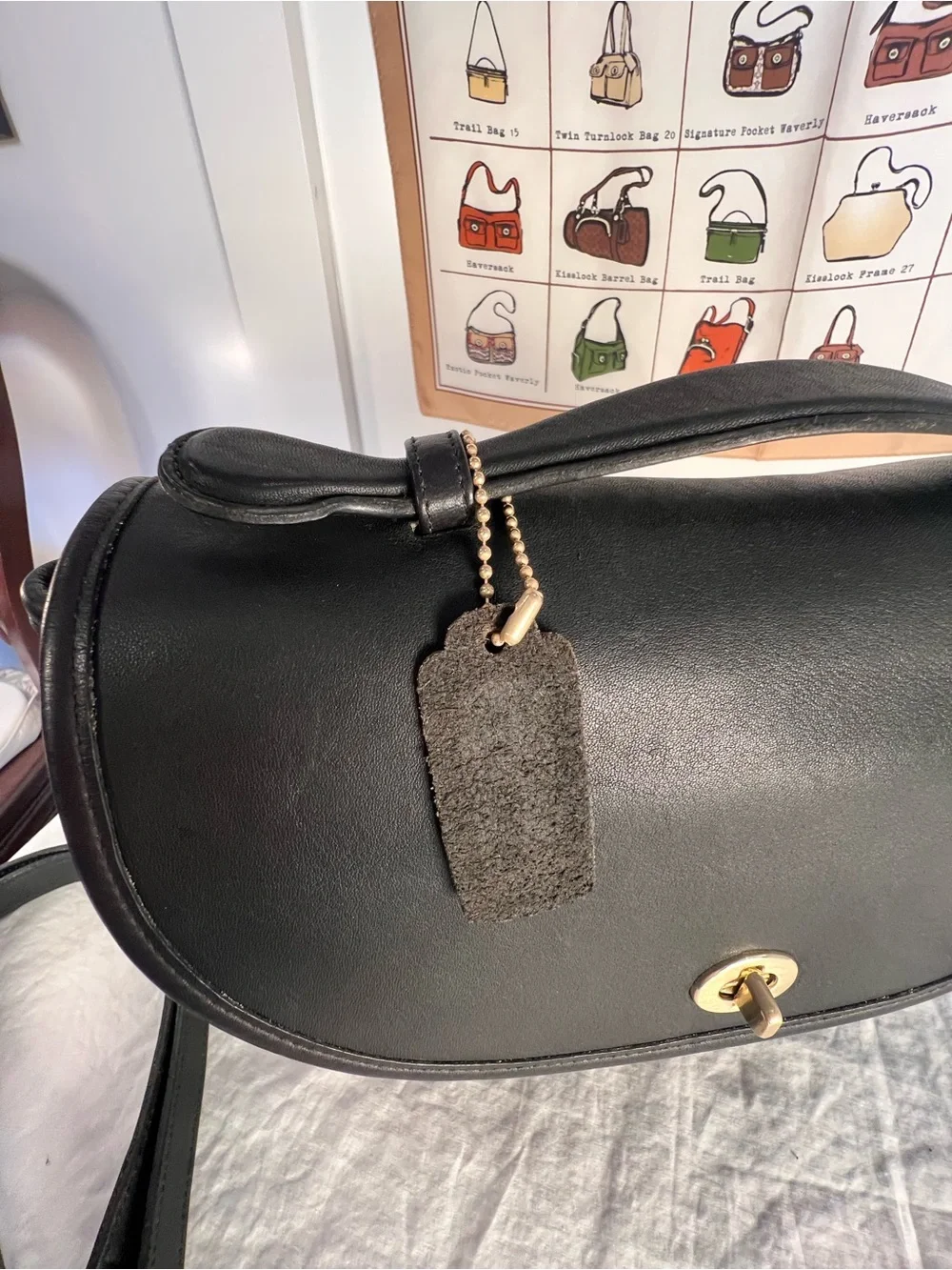 Vintage Coach Black Leather Plaza Bag